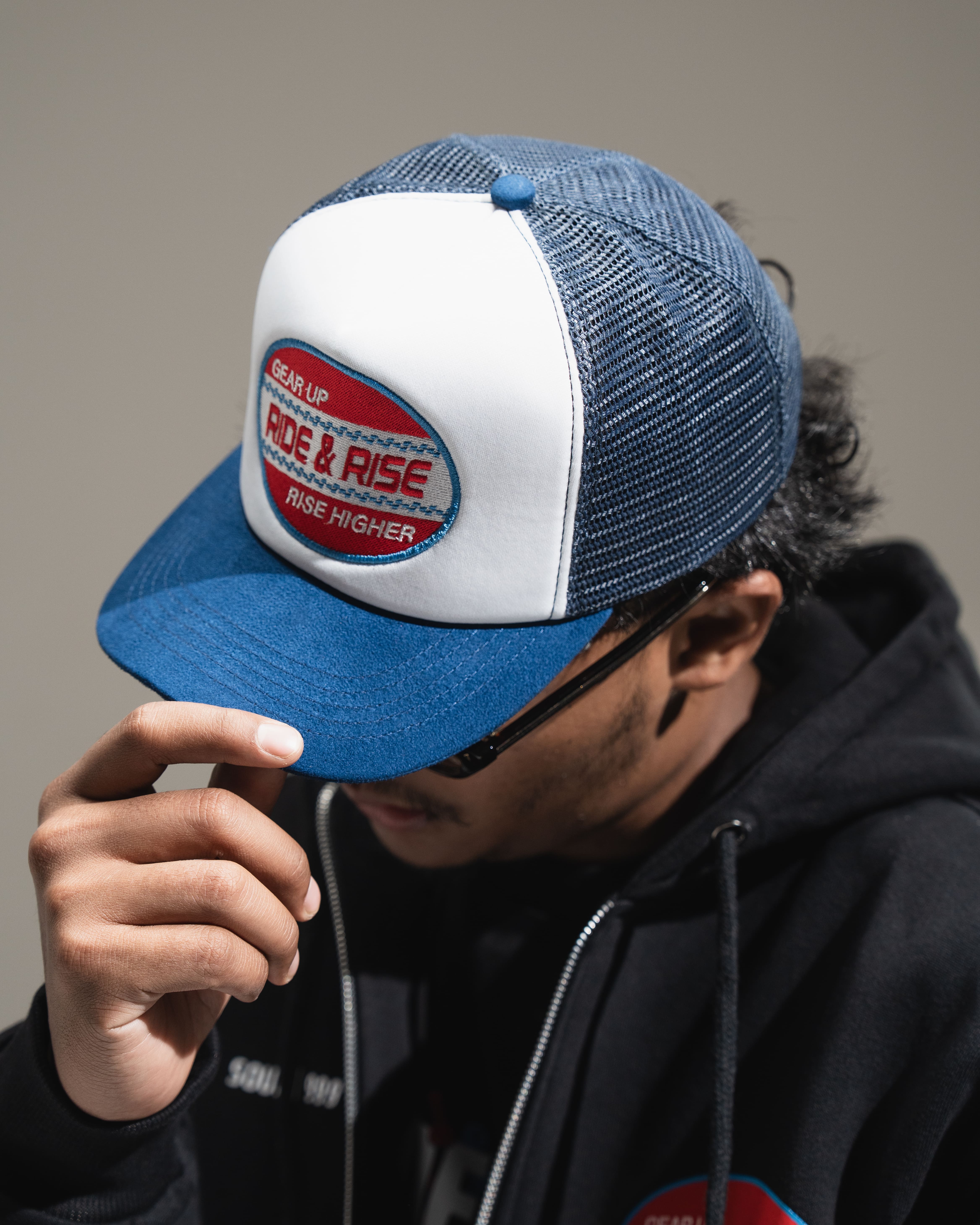 Ride and Rise -  Nitra Trucker Hat Navy and White 5