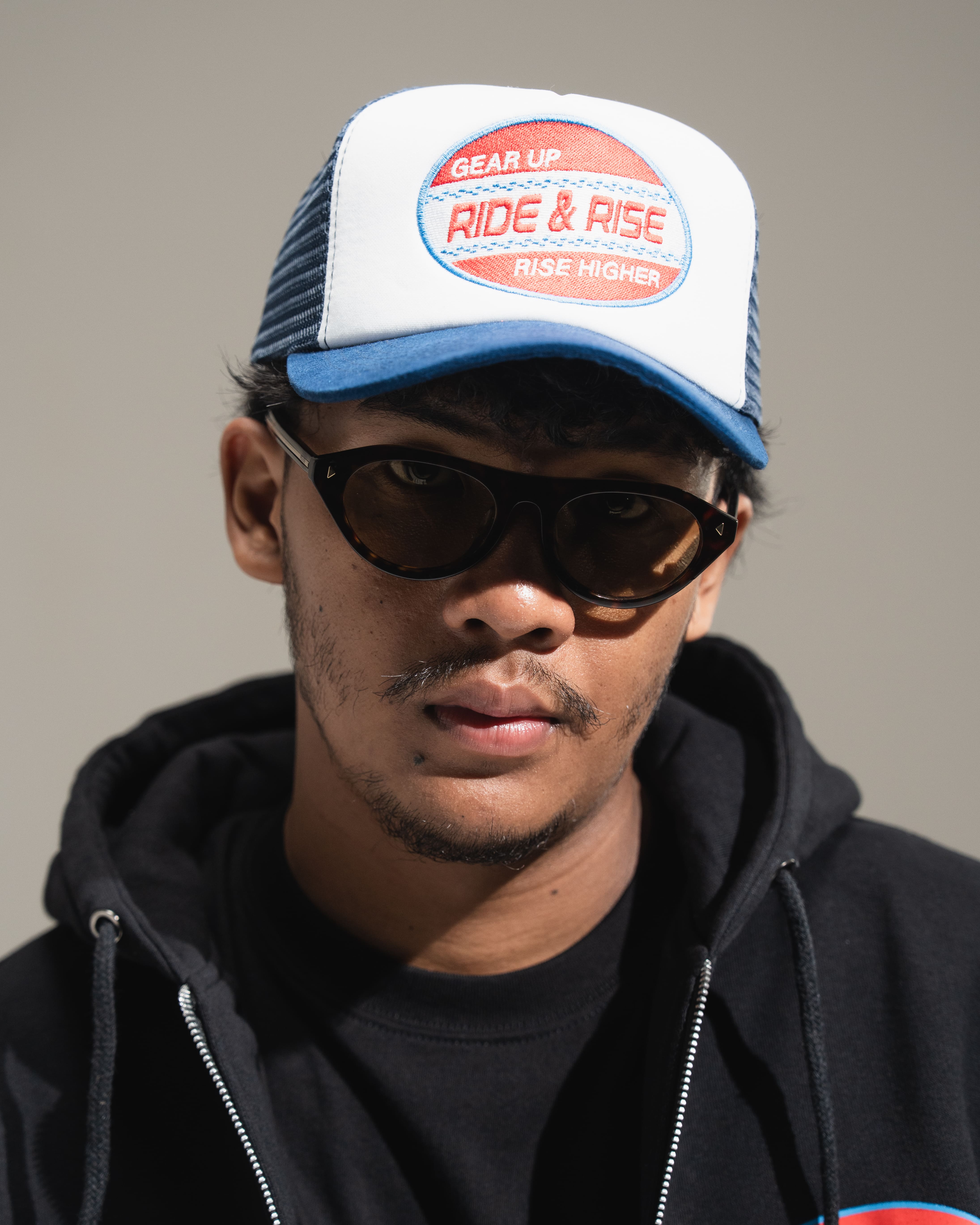 Ride and Rise -  Nitra Trucker Hat Navy and White 6